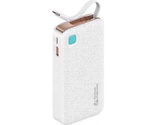 Usams USAMS With retractable cable USB-C Retractable 10000 mAh PD 20W Fast Charge XY Series White/White 10KCD22402 (US-CD224)