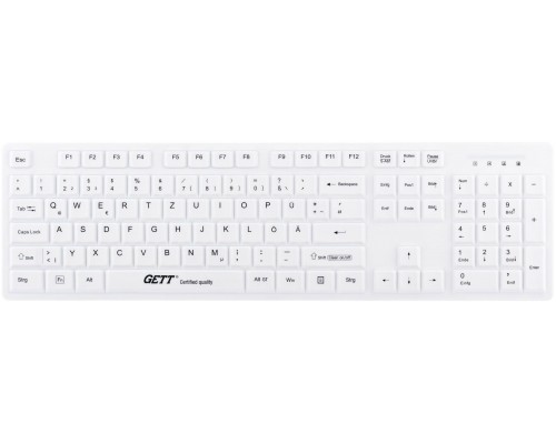 Gett GETT GCQ CleanType Easy Protect Silikonowa klawiatura z obudową z tworzywa sztucznego NUM-Block 105 Tasten IP68 USB Farbe: biały Layout: US