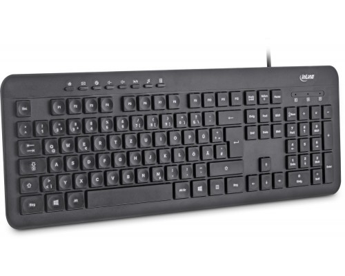 InLine ® Keyboard USB Cable flat keys układ niemiecki black