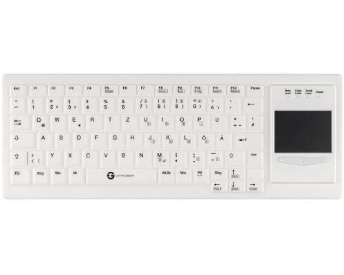 Gett GETT Cleantype Xtra Touch Protect WL bezprzewodowa klawiatura silikonowa mit Touchpad IP68 można dezynfekować kolor biały układ DE