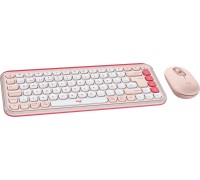 Logitech POP Icon Combo klawiatura Dołączona myszka Uniwersalne Bluetooth QWERTY Hiszpański Rose, White