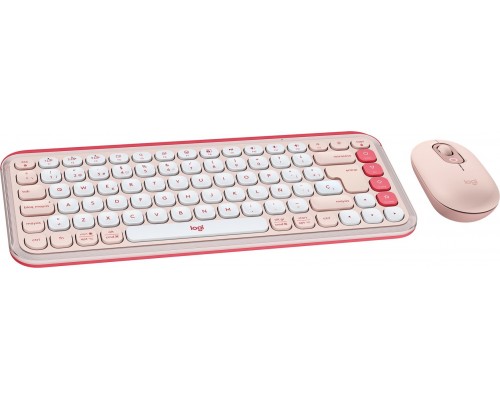 Logitech POP Icon Combo klawiatura Dołączona myszka Uniwersalne Bluetooth QWERTY Hiszpański Rose, White