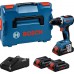 Bosch Professional 18V System Cordless Drill GSR 18V-65 (brushless motor, head length 166, including 3x battery ProCORE18V
