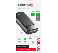 SWISSTEN, Powerbank, POWER LINE II, Li-Pol, 5/9/12V, do �adowania telefon�w i innych urz�dze�, 22013947, 20000mAh, czarna