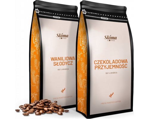 SkimaCoffee Zestaw 1kgX2 CZEKOLADOWA PRZYJEMNOŚĆ/WANILIOWA SŁODYCZ Świeżo Palona do ekspresu