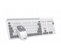 C-Tech C-TECH klawiatura z myszą WLKMC-05W, Bezdrátowy set 2.4GHz, CZ, biała