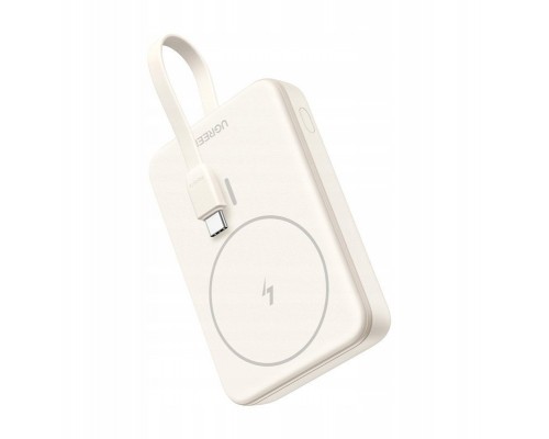 Magnetic 10000mAh Ugreen PB760, wbudowany kabel, 20W (beżowy)
