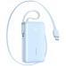 Joyroom JR-PR2L 10000mAh 35W with a built-in zwijanym kablem USB-C i kablem-smyczą USB-C - Blue
