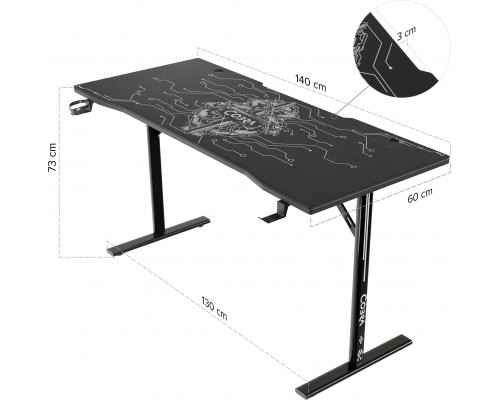 Gaming galdsgamingowe Cobra X-Mate CRF140BK + mata, 140 cm