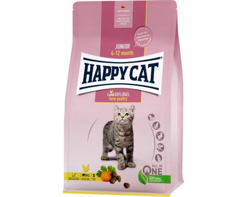 Happy Cat Junior Farm Poultry, sucha karma, dla kociąt w wieku 4-12 mies, poultry, 1,3 kg, worek