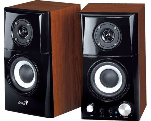 Genius Genius i SP-HF500A v2, 2.0, 16W, brązowo-czarny, regulacja głośności, wyjście słuchawkowe, 3,5 mm jack (USB)+ AUX, 100Hz~20