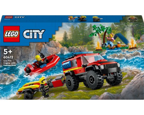 LEGO City Bezceļu ugunsdzēsēju mašīna ar glābšanas laivu (60412)