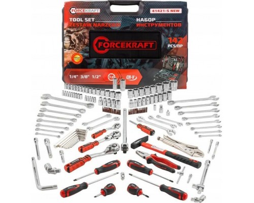 Forcekraft  142el. 1/4", 3/8", 1/2" (4-36mm) (6-kątnych)