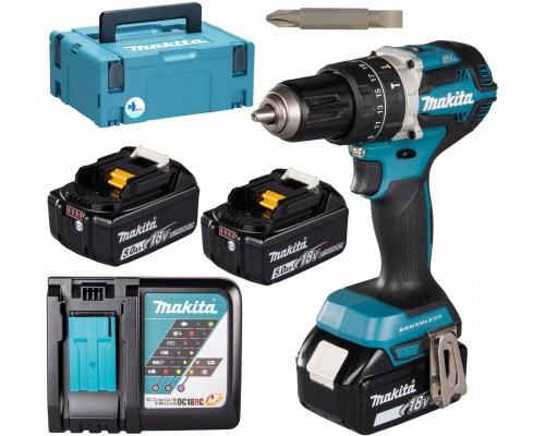 MAKITA.SCREWDRIVER UD.18V DHP484RT3J 54/30Nm 3x5.0Ah BL MAKPAC ...