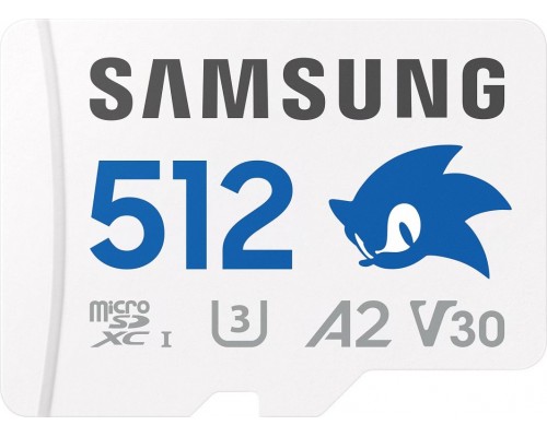 SD  Samsung  Pro Plus Sonic The Hedgehog MicroSDXC 512 GB Class 10 UHS-I/U3 A2 V30 (MB-MD512SA/LC1)