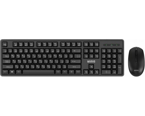Marvo WS005 BK, klawiatura z myszk� bezprzewodow�, US, biurowy, czarna