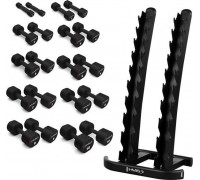 POLIURETĀNA HANTELES KOMPLEKTS HPT 2 x 1 - 10 KG (110 KG) + STATĪVS STR37 HMS  
