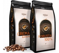 SkimaCoffee Zestaw 1kgX2 CREMA&AROMA/ROBUSTA 100% Świeżo Palona do ekspresu