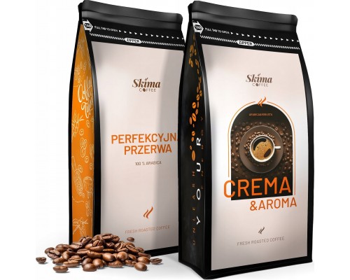 SkimaCoffee Zestaw 1kgX2 CREMA&AROMA/PERFEKCYJNA PRZERWA Świeżo Palona do ekspresu