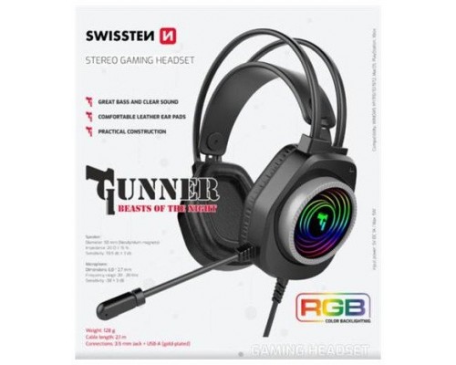 Swissten Swissten Gunner RGB Spēļu Austiņas