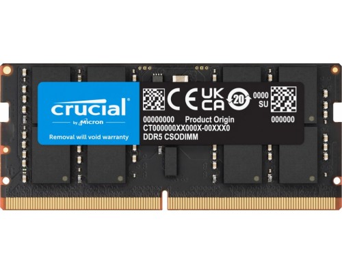 Crucial SODIMM, DDR5, 16 GB, 6400 MHz, CL52 (CT24G64C52CS5)