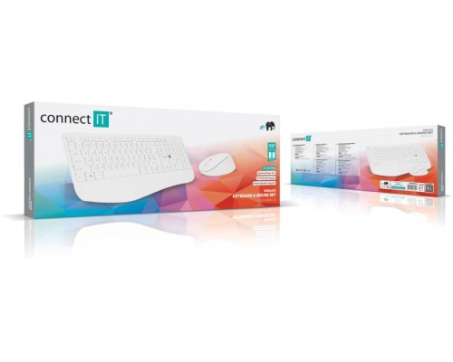 Connect IT CKM-7803-CS klawiatura Dołączona myszka Biuro RF Wireless czeski, słowacki White
