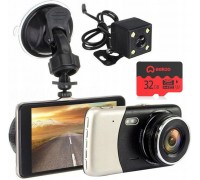 REJESTRATOR JAZDY KAMERA FULL HD PRZÓD TYŁ COFANIA WIDEOREJESTRATOR SD 32GB