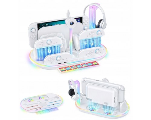 Station Ładująca Rgb + Organiwith er For Nintenfor Switch 2 Ns 2 Joy-con Pro Pad / Jys-ns2322-v1 / White