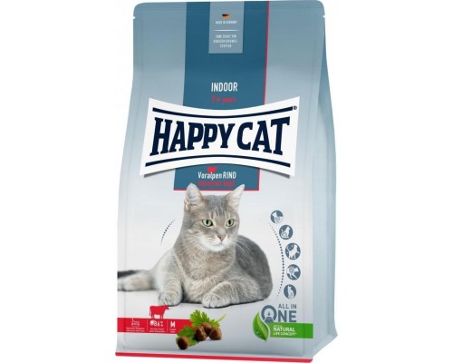 Happy Cat Indoor Bavarian Beef, sucha karma, dla adults kotów niewychodzących, Bavarian beef, 300 g, worek
