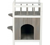 Trixie Nature house with a balcony cat, 45 × 65 × 45 cm, white/gray