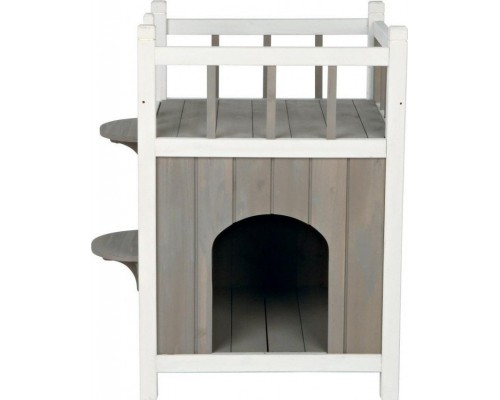 Trixie Nature house with a balcony cat, 45 × 65 × 45 cm, white/gray