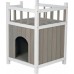 Trixie Nature house with a balcony cat, 45 × 65 × 45 cm, white/gray