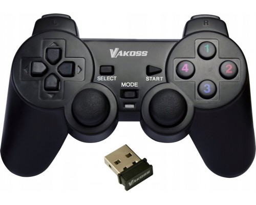 Pad Vakoss VAKOSS GAMEPAD BEZPRZEWODOWY USB Z FUNKCJĄ DUAL SHOCK PC/PS3 TRYB CYFROWY I ANALOGOWY GP-4705BK CZARNY