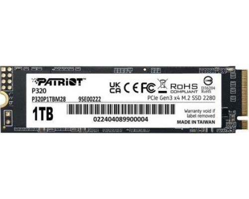 SSD Patriot P320 512GB M.2 2280 PCI-E x4 Gen3 NVMe (P320P512GM28)