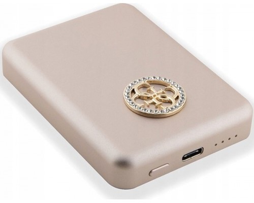 Guess Guess indukcyjny 15W GUPBM5AL4DMD 5000mAh złoty/gold MagSafe 4G Strassed Metal Logo