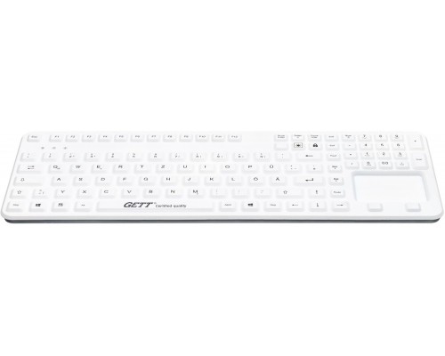 Gett GETT GCQ Cleantype Prime Panel+ Silikonowa klawiatura do zabudowy z podświetleniem, touchpadem i blokiem NUM IP65 USB Kolor: biały Układ: DE