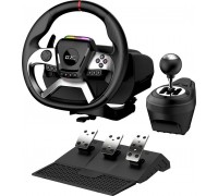 Genius GX Gaming SpeedMaster X5 FF, kierownica z peda�ami i d�wigni� zmiany bieg�w, USB-C, black, PC, PS4, XBOX One