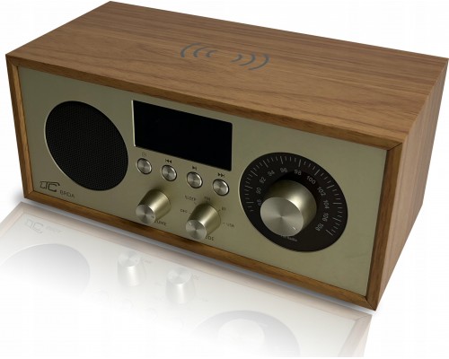 Radio przenośne Brda FM/BT/USB akum.2200mAh,10W,indukcyjne telefonu,jasny brąz/złote