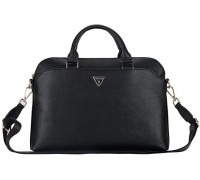 Bag Guess Grained Zipper Pocket Triangle Logo 15" black