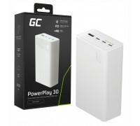 Greencell PowerPlay 30 - White  30 000mAh, 22,5W, 4 porty