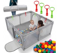King Kids KOJEC DZIECIĘCY 140x140 cm PLAC ZABAW SUCHY BASEN UCHWYTY I 50 PIŁEK