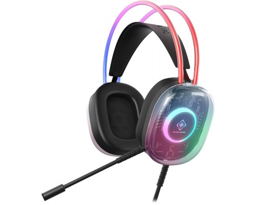 Deltaco półprzezroczyste słuchawki gaming z podświetleniem RGB na pałąku i na nausznikach / GAM-186 / 4222394