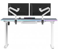 Gaming galds Ultradesk Gaming galds dla gracza QUEST, 140x70cm, 72-120cm, biało-szary