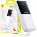 Baseus Lipow 20000mAh 22,5W  dwoma wbudowanymi kablami  dodatkowym kablem Simple USB-A - USB-C 3A 20cm White