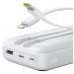 Baseus Lipow 20000mAh 22,5W  dwoma wbudowanymi kablami  dodatkowym kablem Simple USB-A - USB-C 3A 20cm White