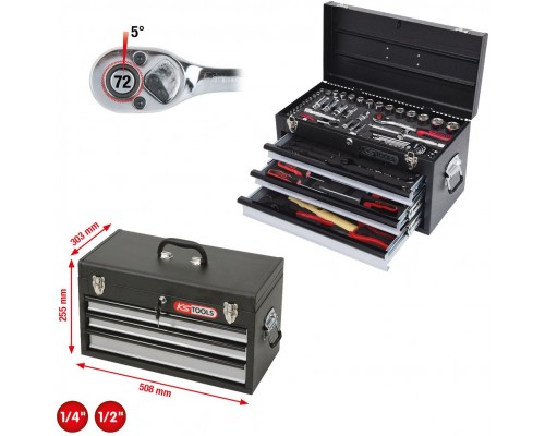 KS Tools 1/4 +1/2 CHROMEplus Universal Tool Set 99 pcs