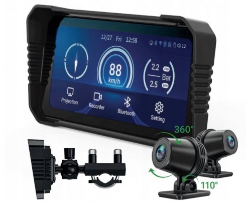 Navitel NAVITEL MS850 DUAL Kamera motocyklowa Nawigacja Ekran multimedialny wideorejestrator przód tył