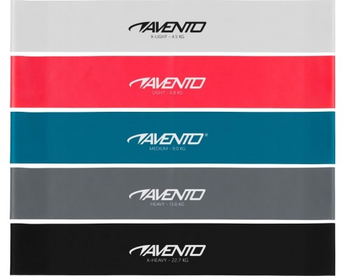 Avento Mini Band dažādu pretestības līmeņu komplekts daudzkrāsains 5 gab.