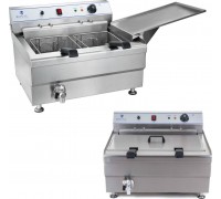 Royal Catering 1126 SMAŻALNIK DO PĄCZKÓW FRYTEK RYB Z PÓŁKĄ DWA KOSZE 24L 1126