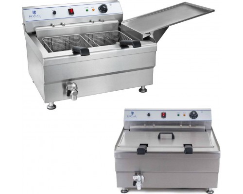 Royal Catering 1126 SMAŻALNIK DO PĄCZKÓW FRYTEK RYB Z PÓŁKĄ DWA KOSZE 24L 1126